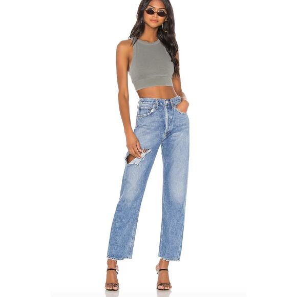 AGOLDE 90's High Rise Loose Fit Straight Leg Ripped Jeans Size 26 - Picture 2 of 9